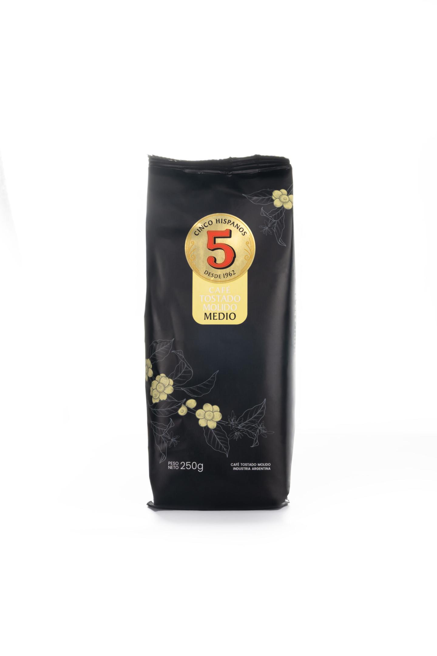 Café Tostado Molido Medio 5 Hispanos 250g