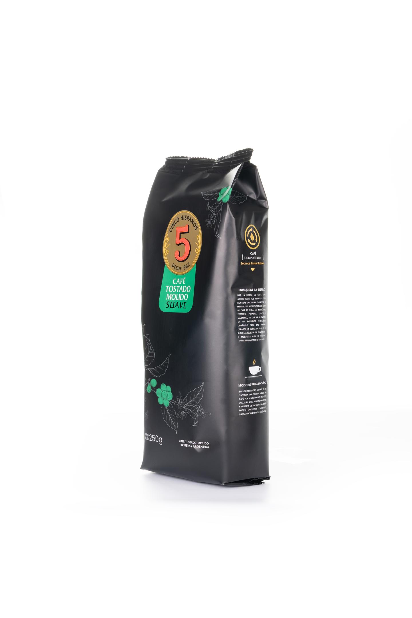 Café Tostado Molido Suave 5 Hispanos 250g - Image 3