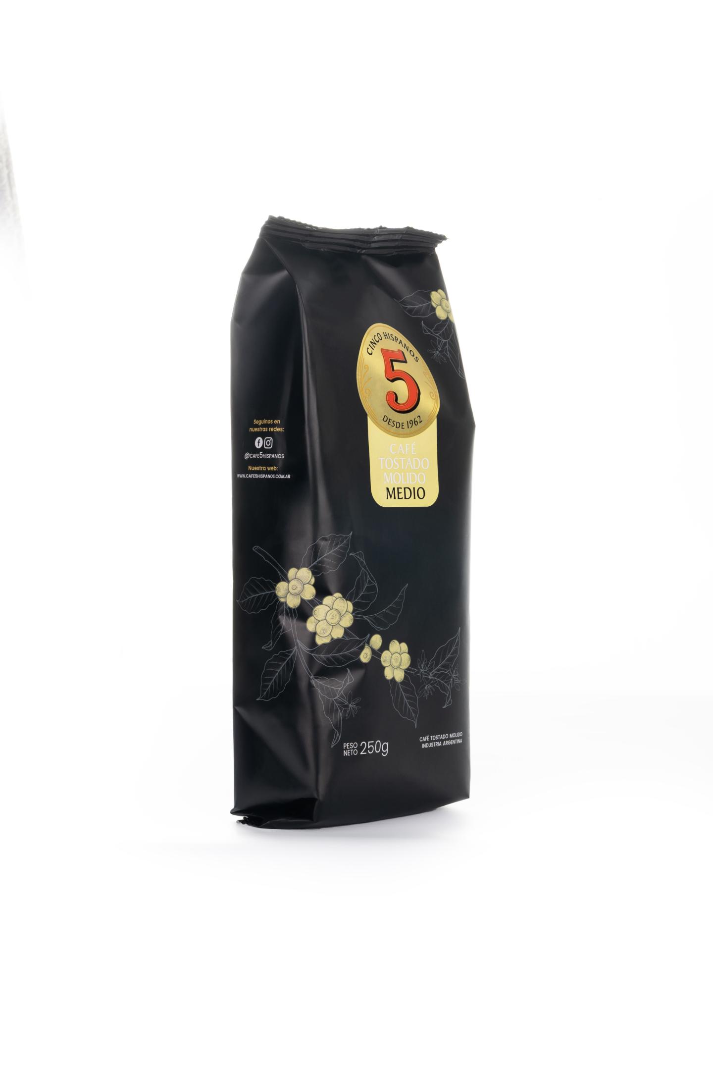 Café Tostado Molido Medio 5 Hispanos 250g - Image 2